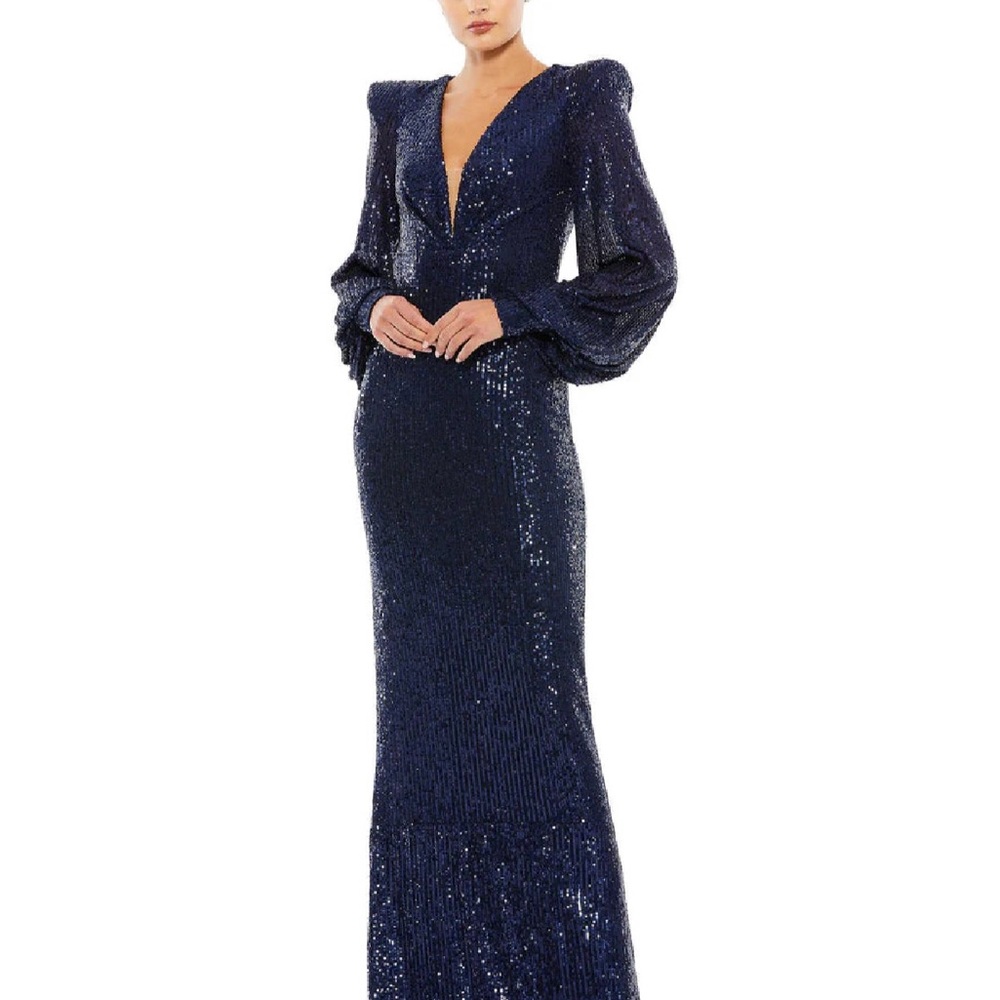 Mac Duggal Midnight Blue Sequin Gown